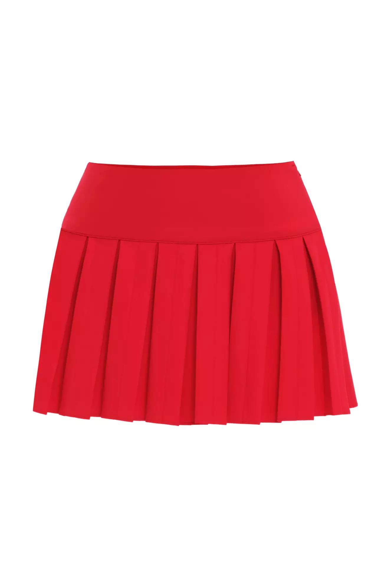 Red crepe mini skirt