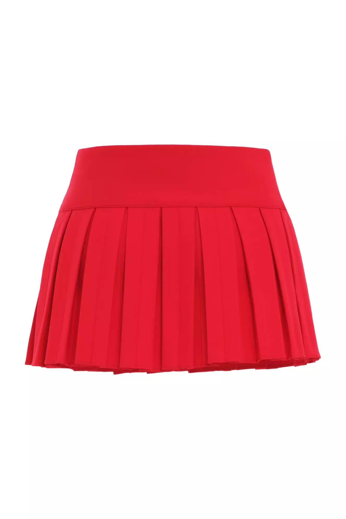 Red crepe mini skirt