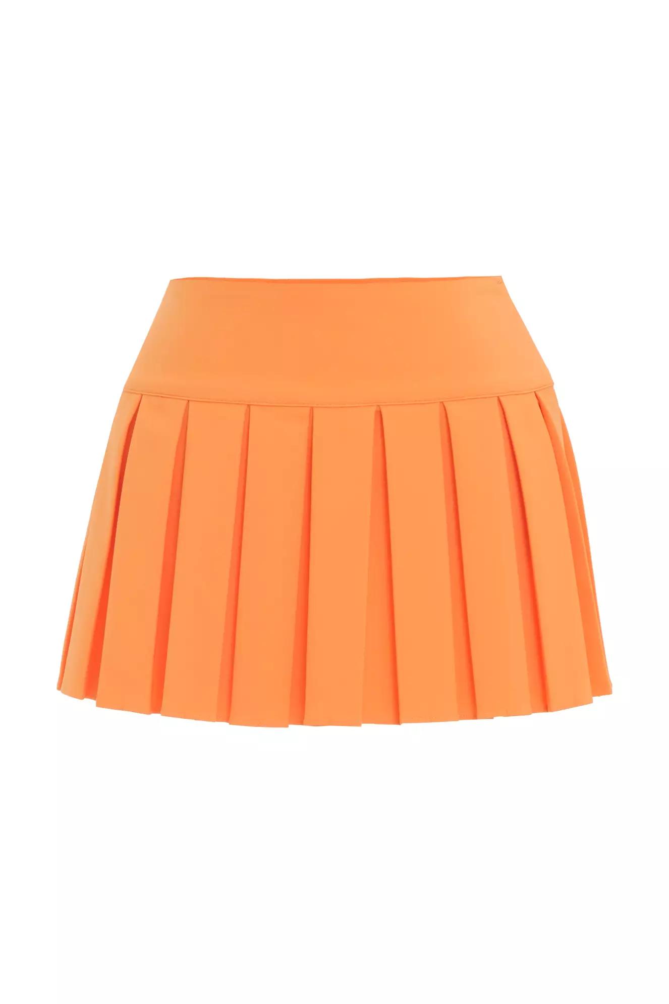 Orange crepe mini skirt