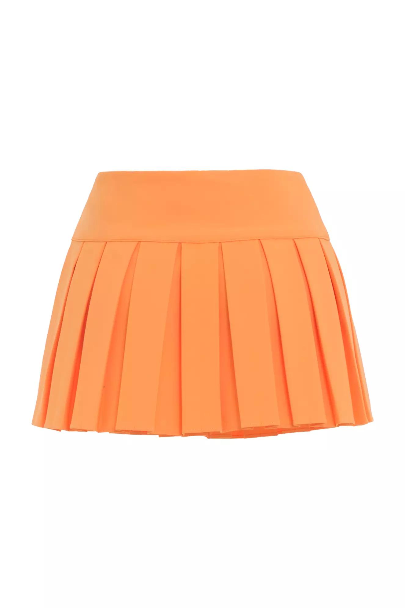 Orange crepe mini skirt