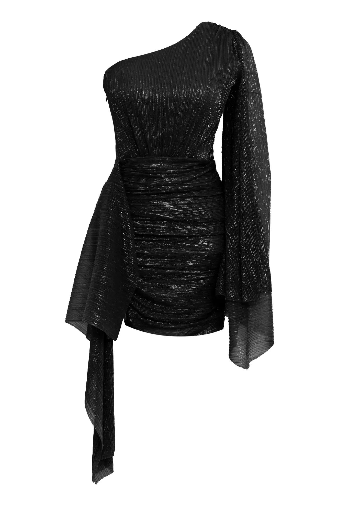 Black moonlight one arm mini dress