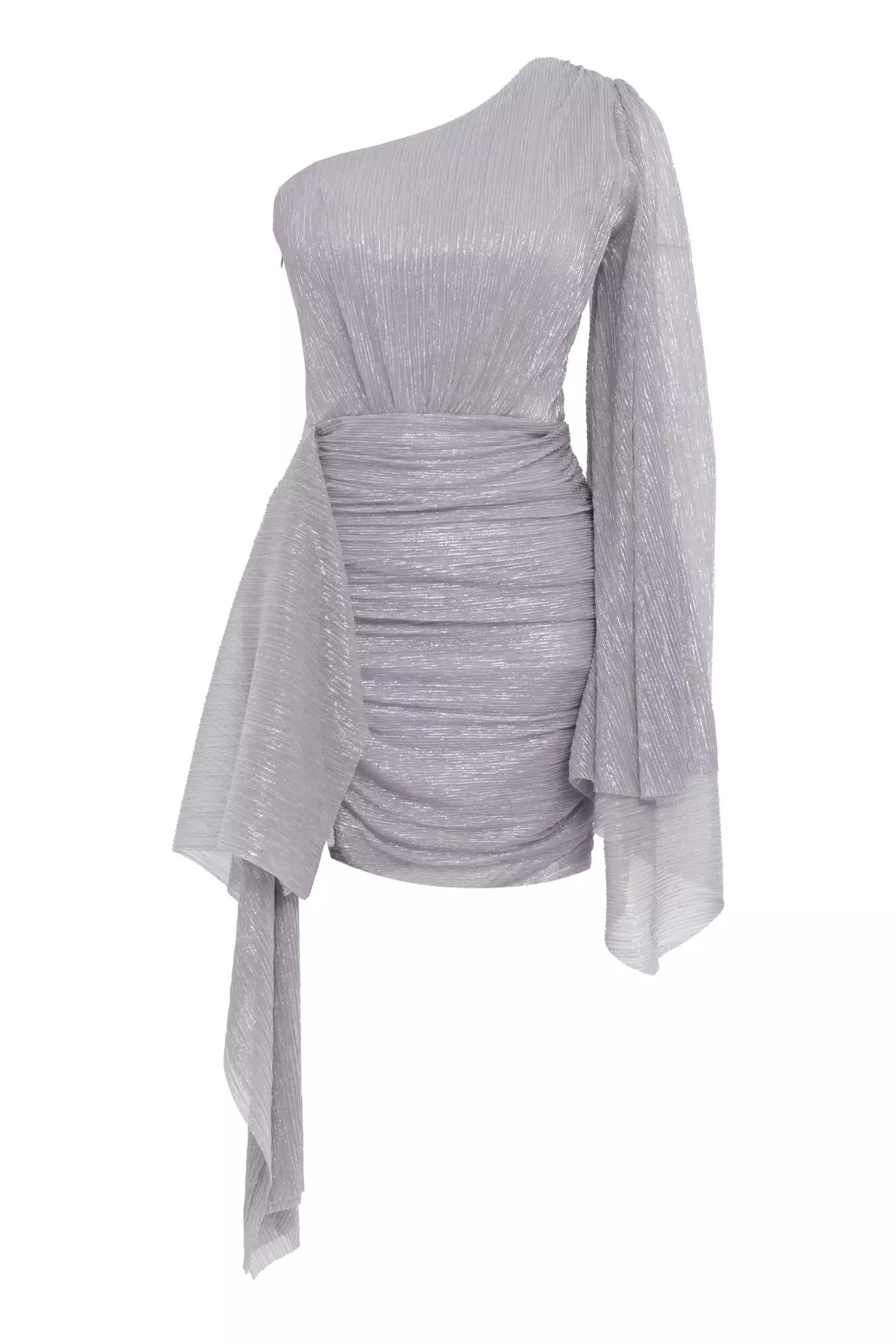 Silver moonlight one arm mini dress