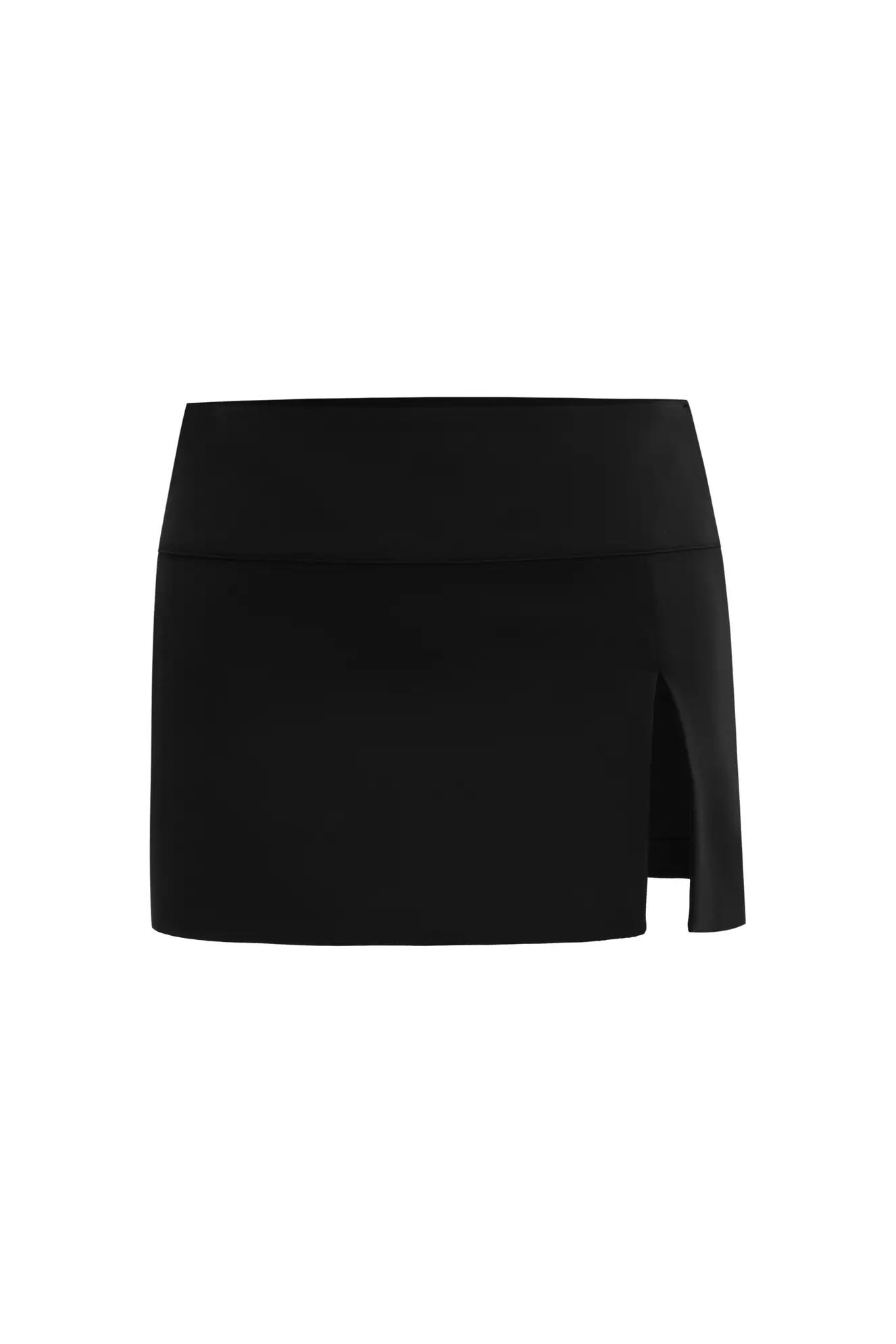 Black crepe mini skirt