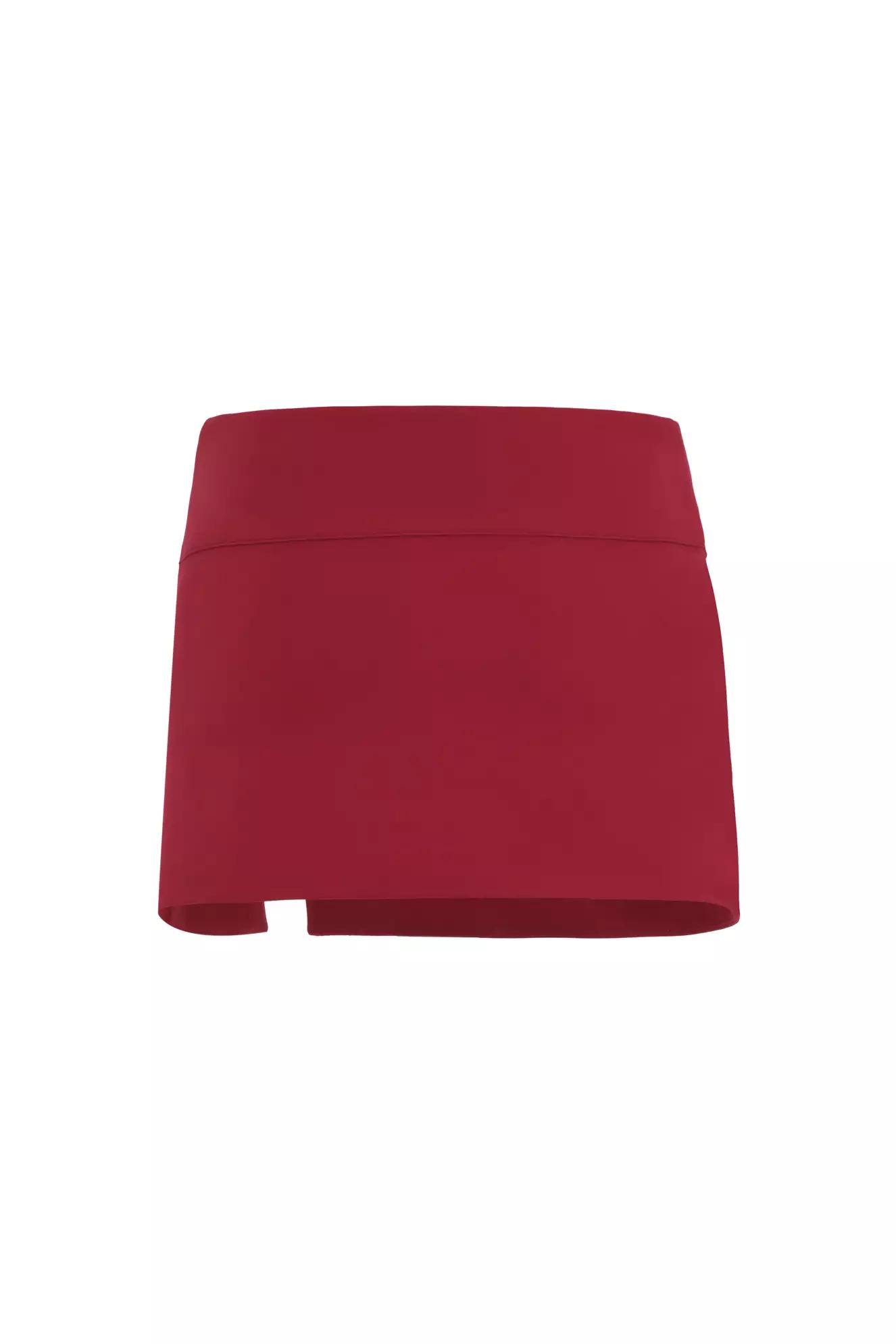 Maroon crepe mini skirt