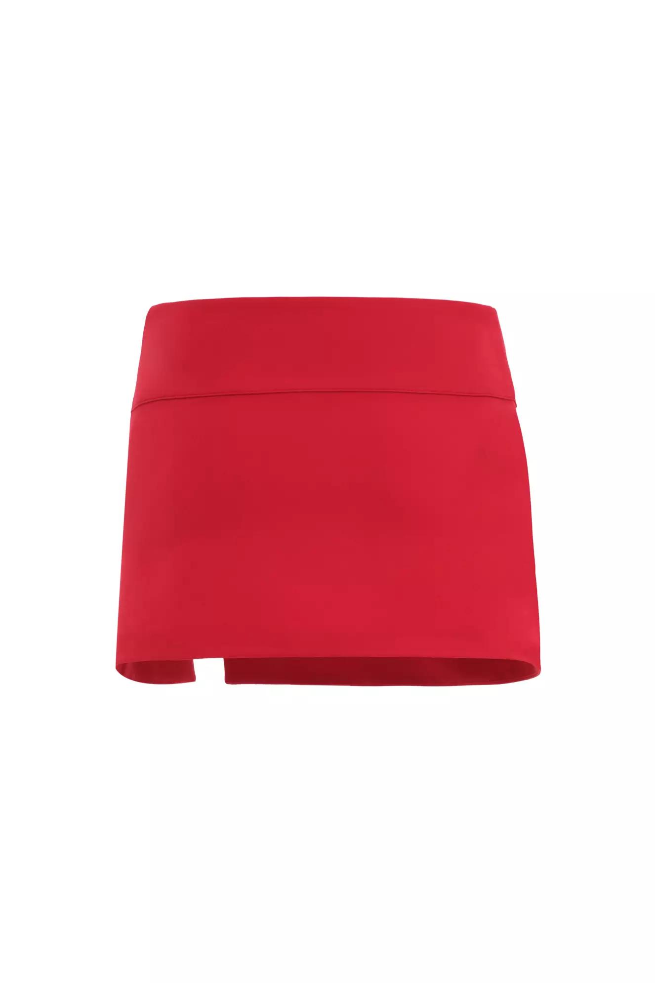 Red crepe mini skirt