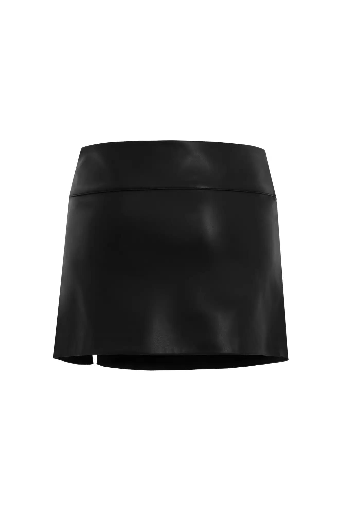 Black leather mini skirt