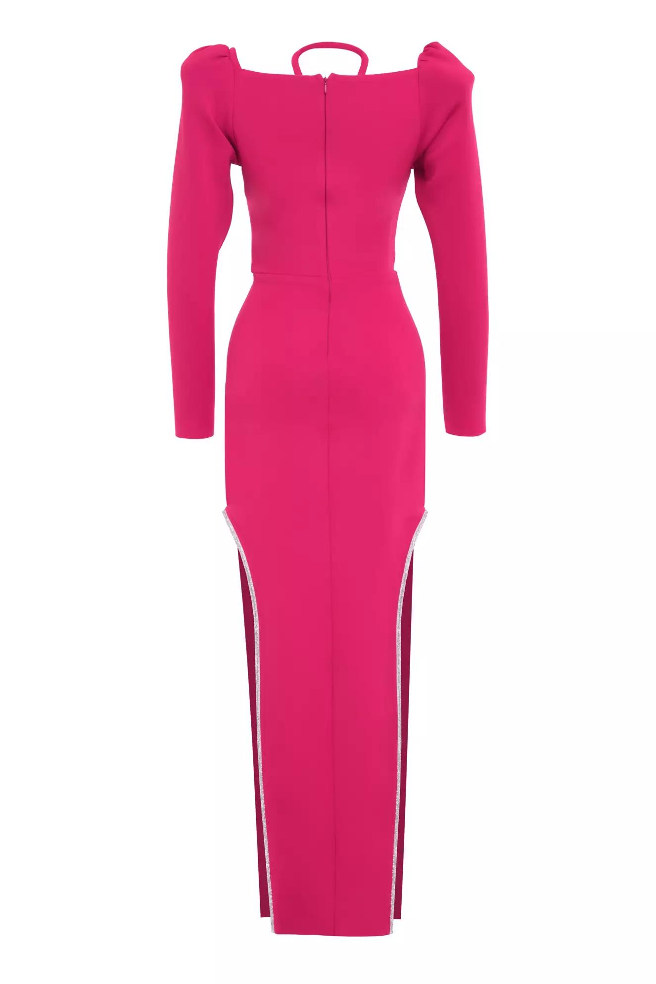 Fuchsia dalgic long sleeve long dress