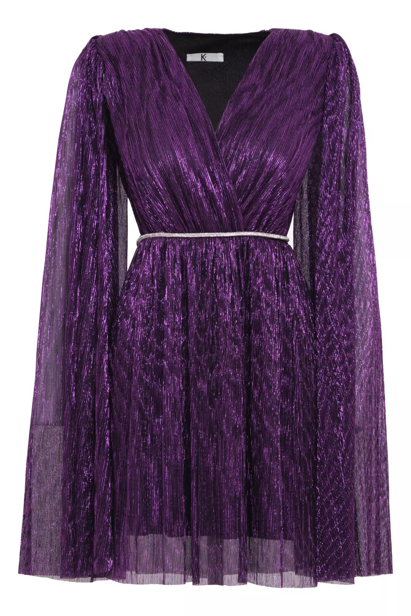 Purple wowen long sleeve mini dress