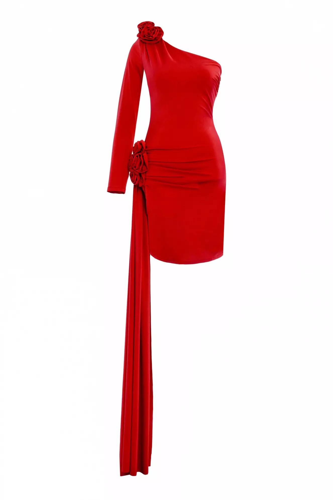 Red sendy one arm mini dress