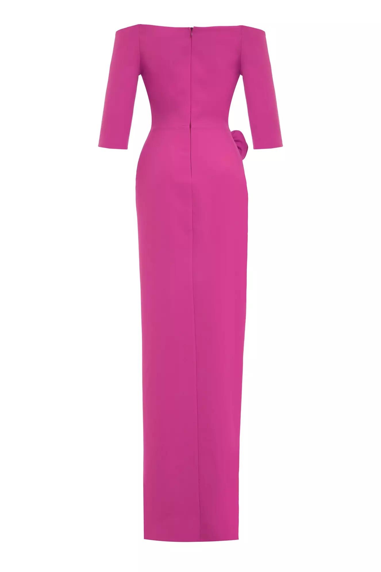 Fuchsia crepe kapri kol long dress