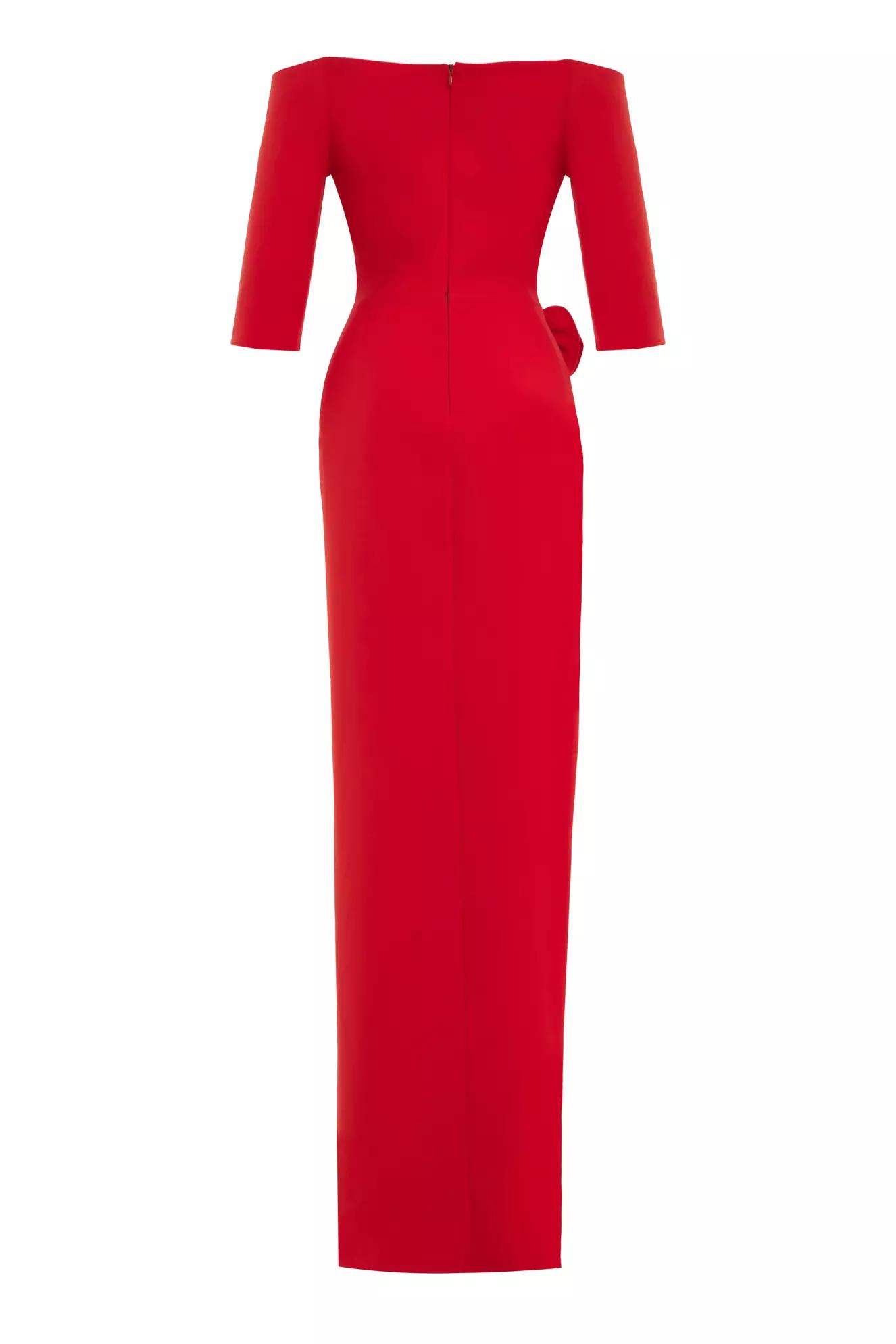 Red crepe kapri kol long dress