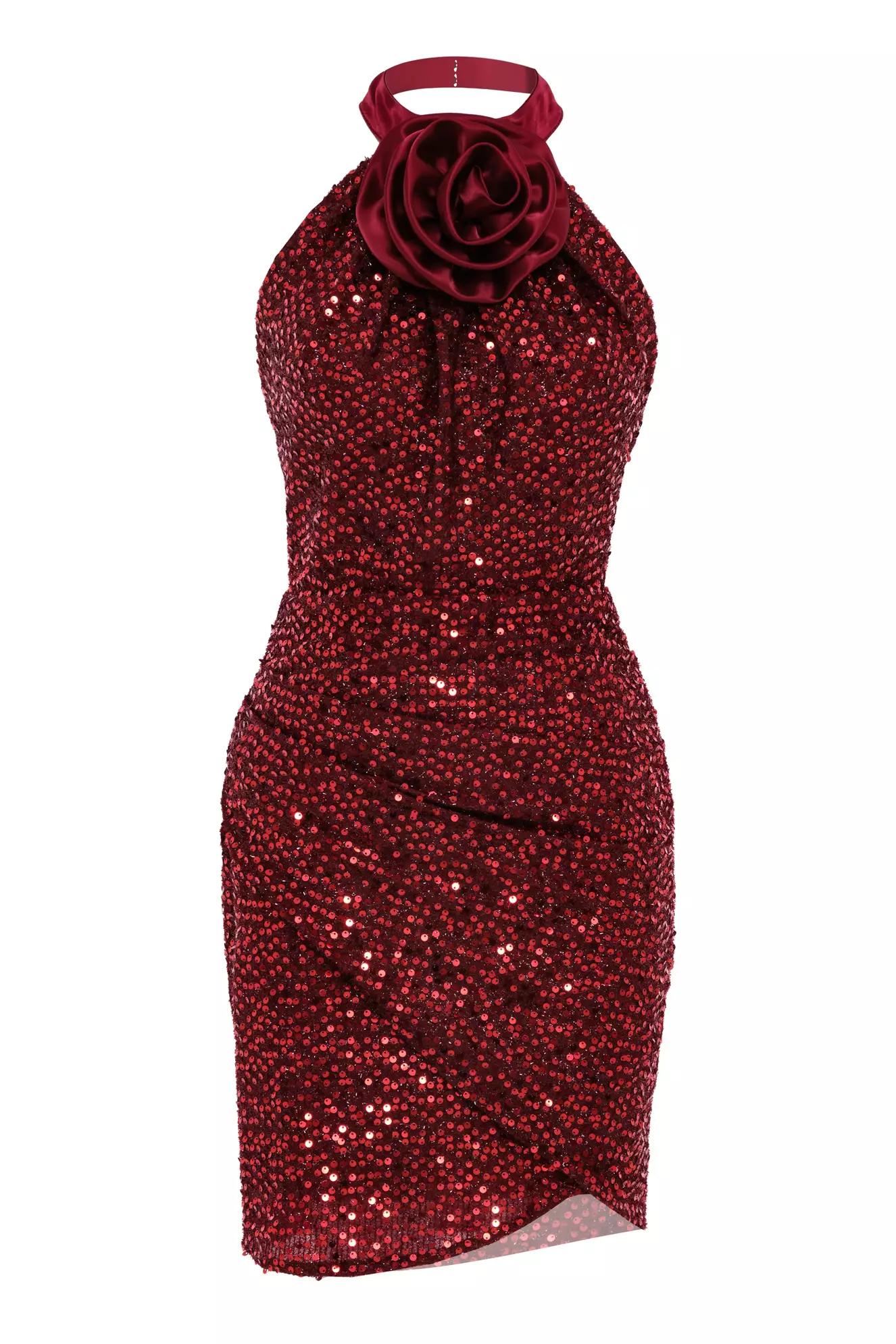 Maroon sequin sleeveless mini dress