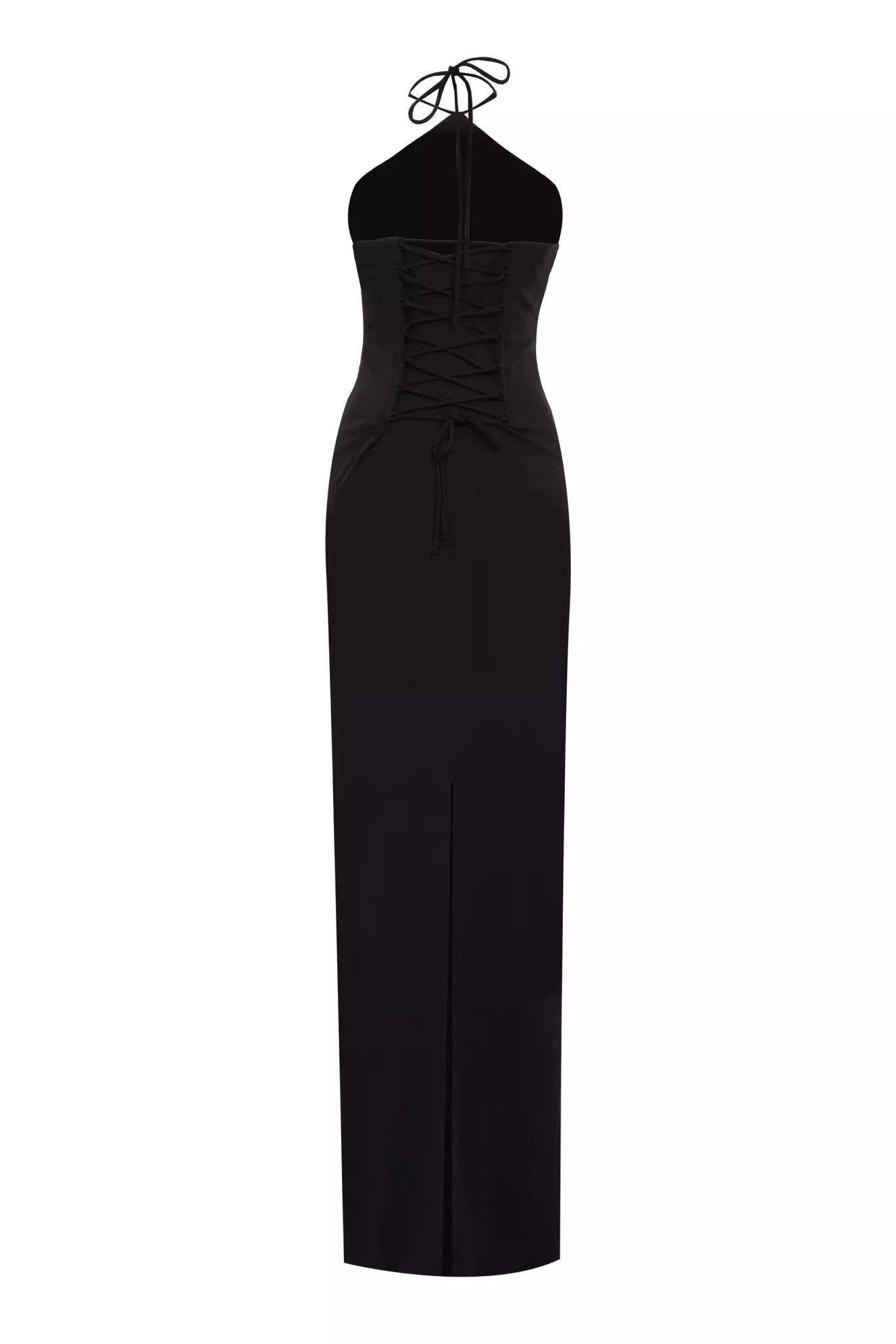 Black crepe sleeveless long dress