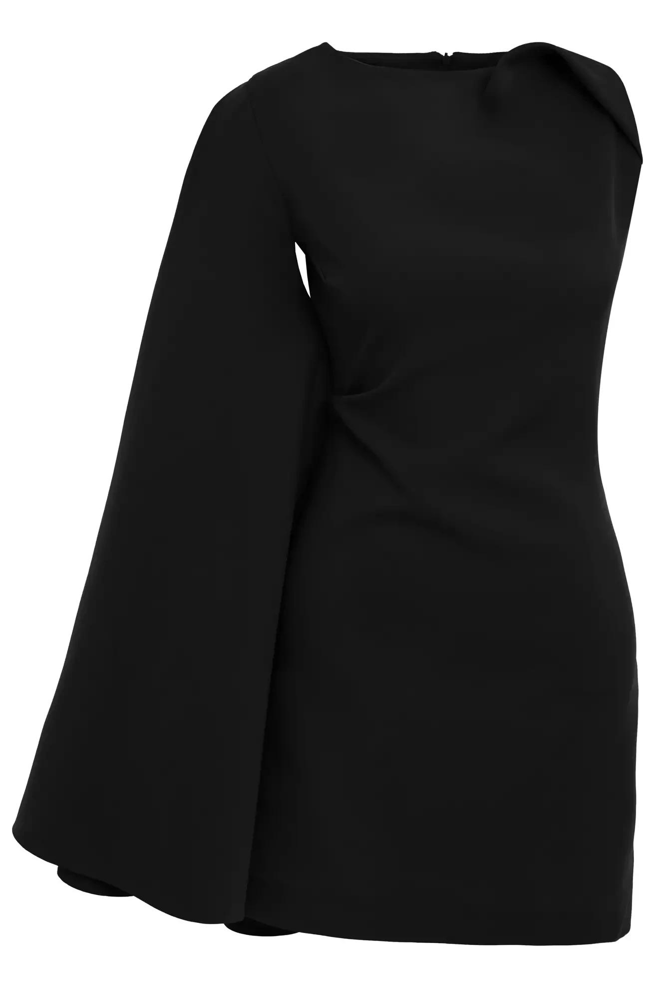 Black crepe one arm mini dress