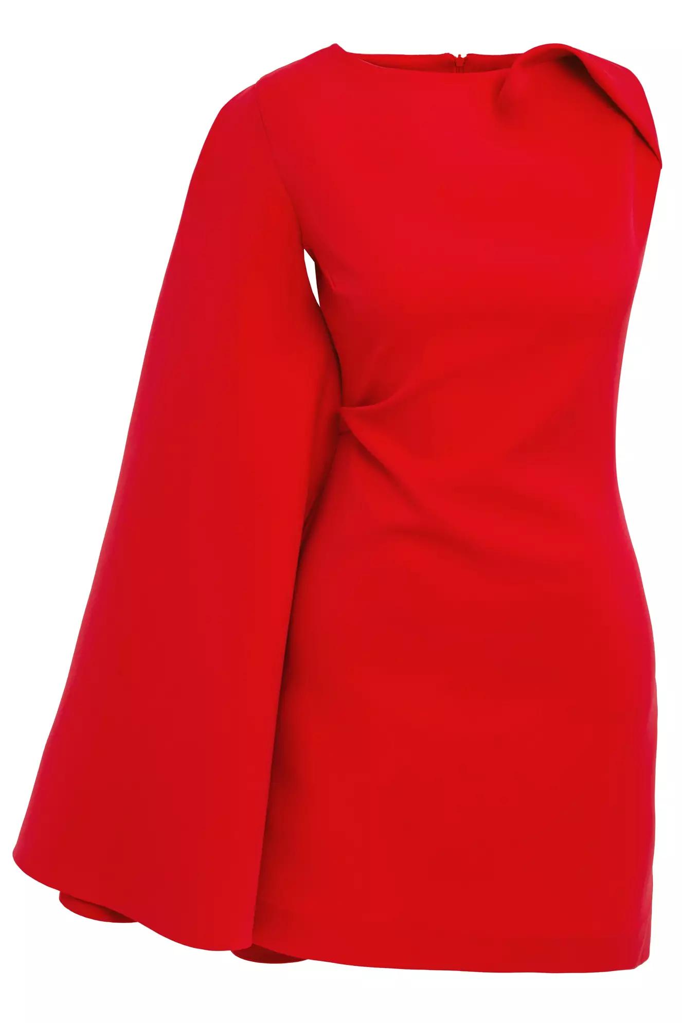 Red crepe one arm mini dress