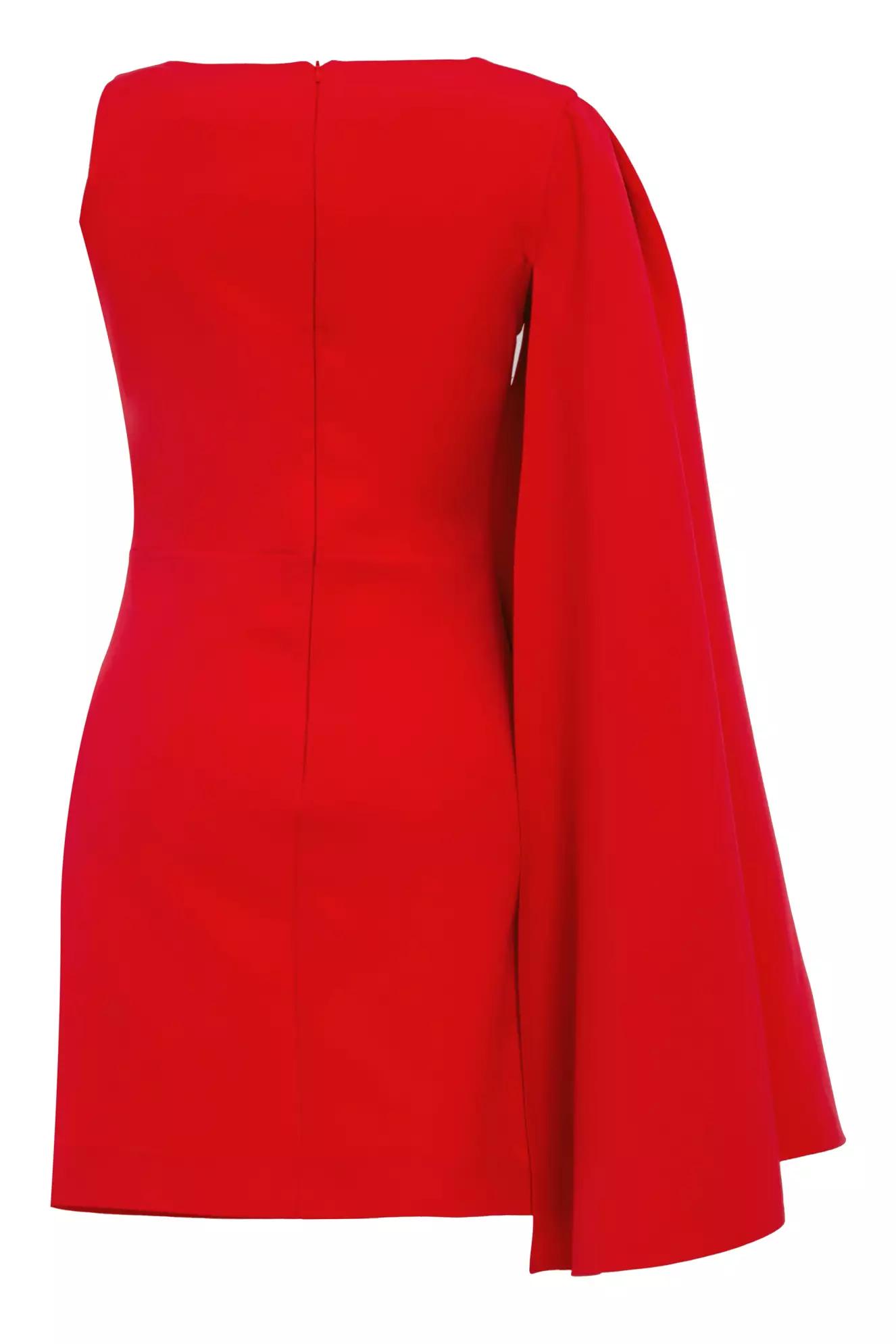 Red crepe one arm mini dress