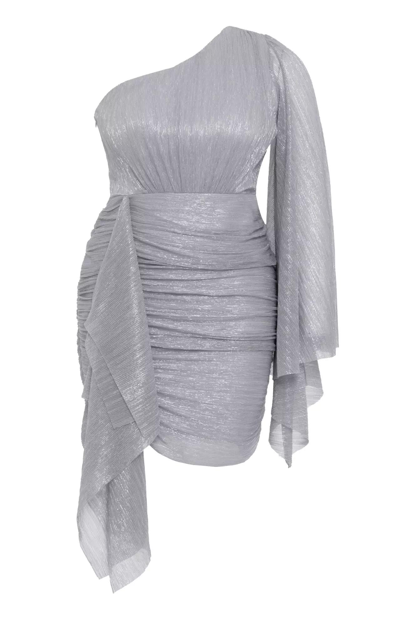 Silver plus size moonlight one arm mini dress