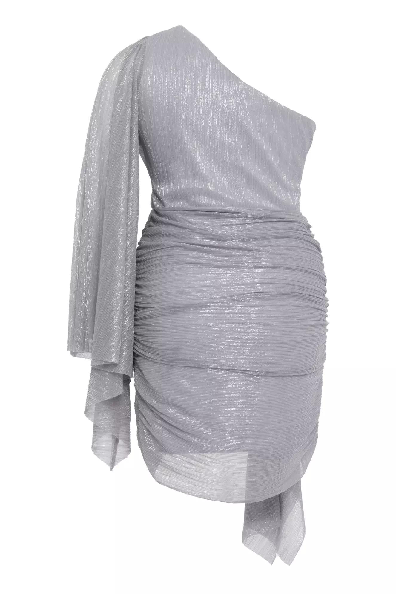 Silver plus size moonlight one arm mini dress