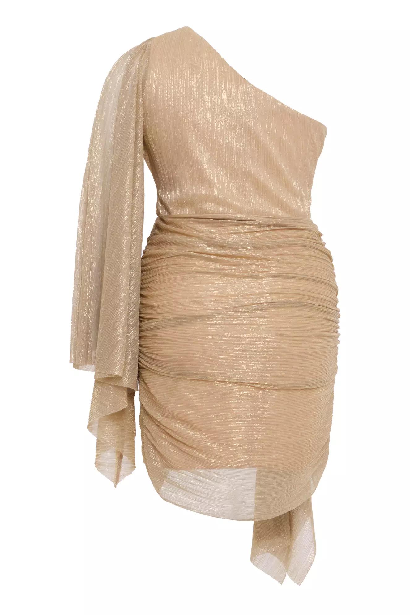 Gold plus size moonlight one arm mini dress