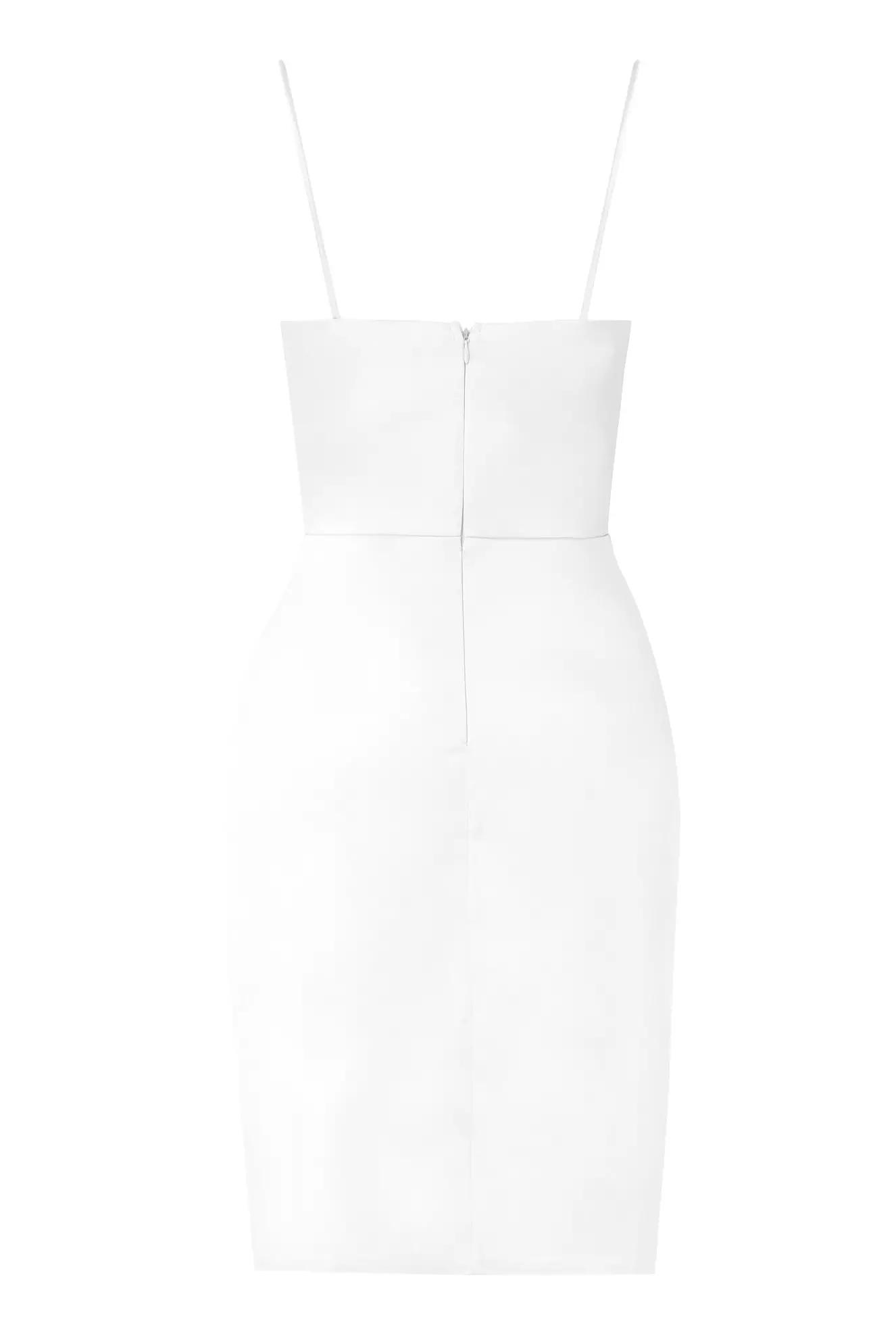 White satin sleeveless mini dress