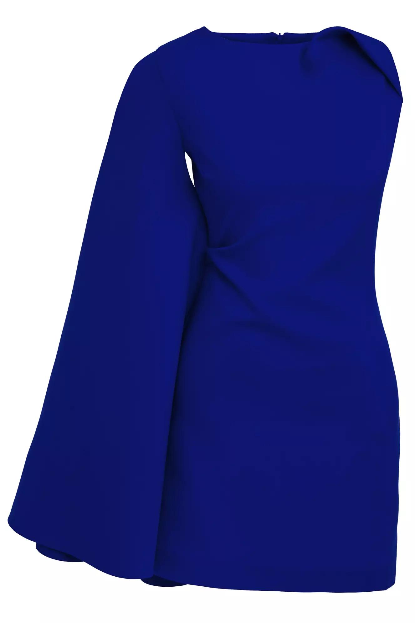 Blue crepe one arm mini dress