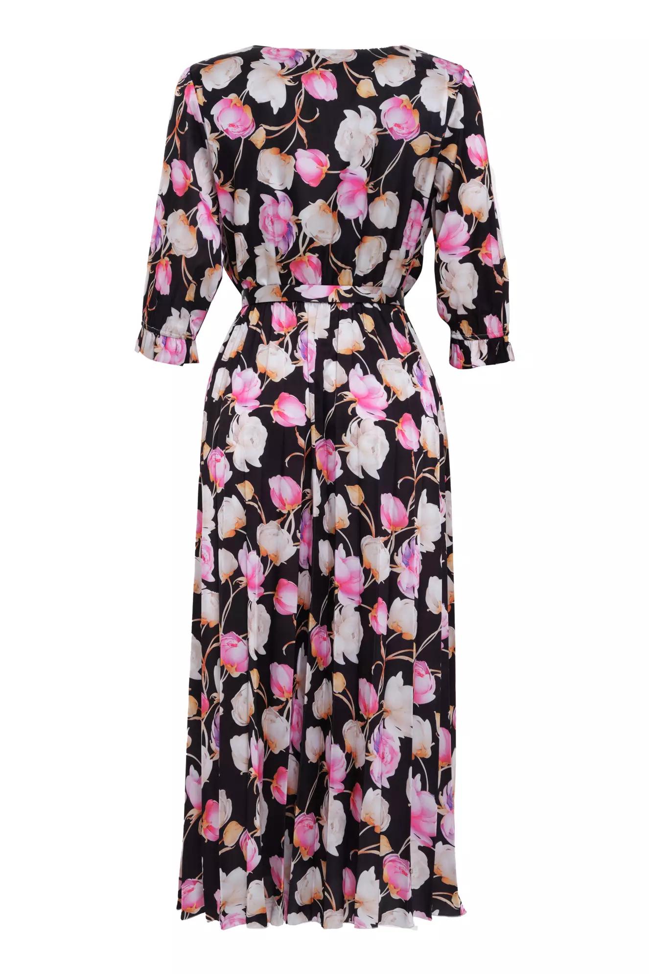 Printed satin long sleeve maxi dress