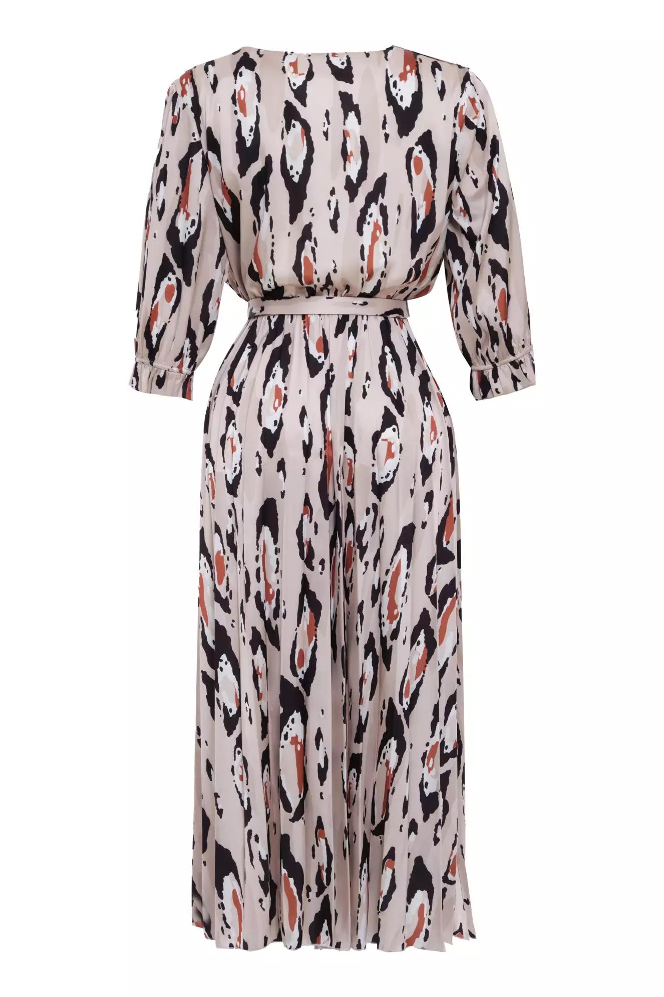 Printed satin long sleeve maxi dress