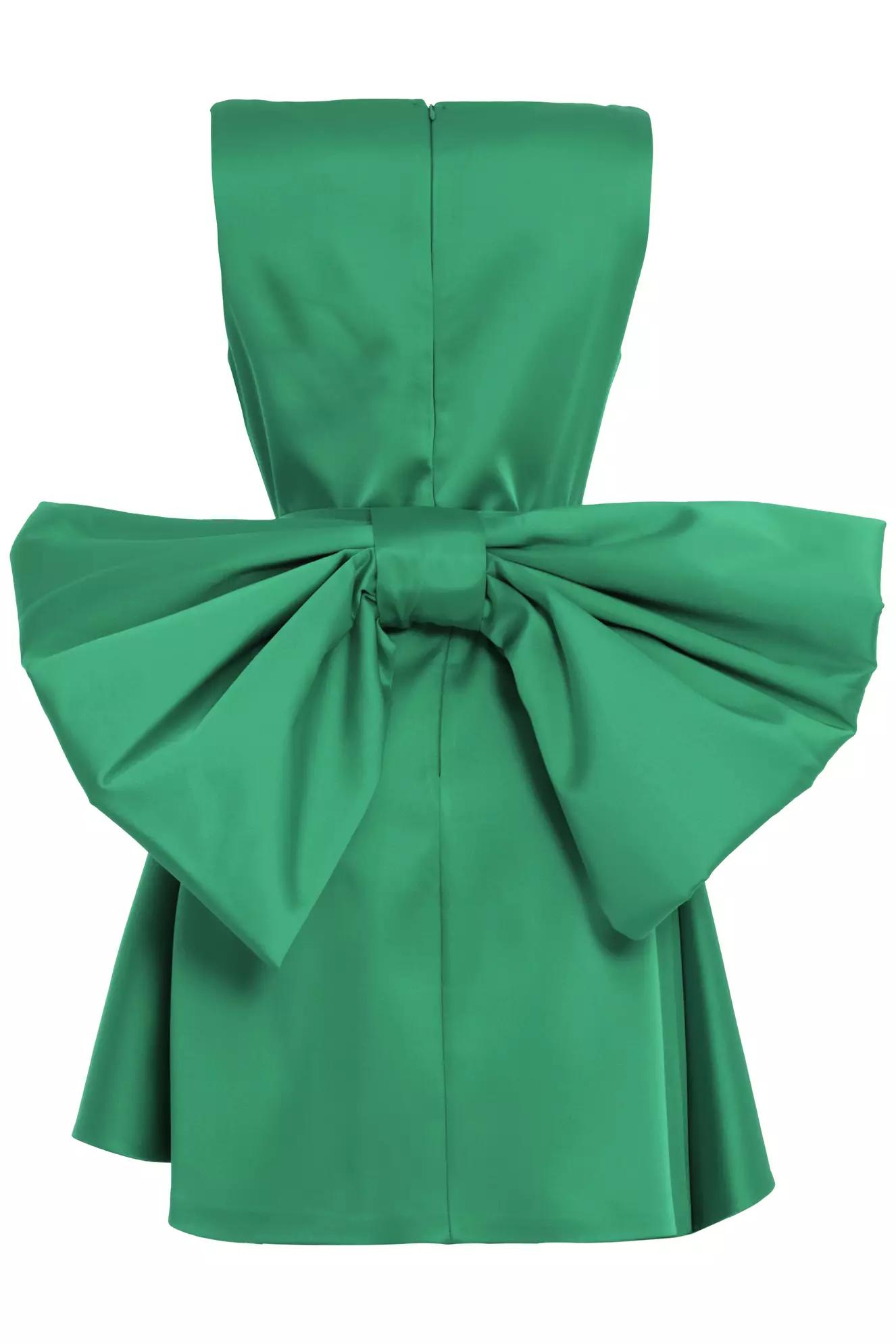 Green satin sleeveless mini dress