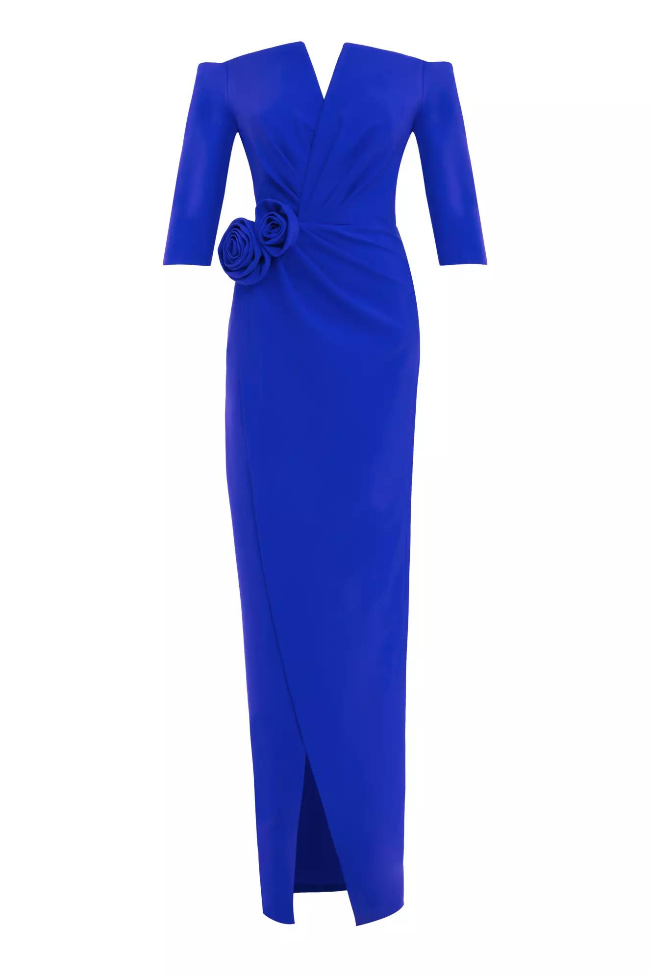 Blue crepe kapri kol long dress