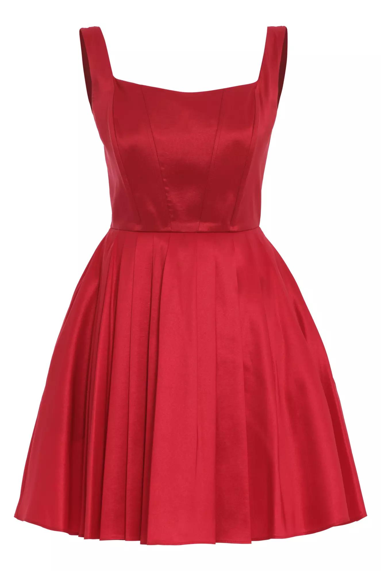 Red tafta sleeveless mini dress