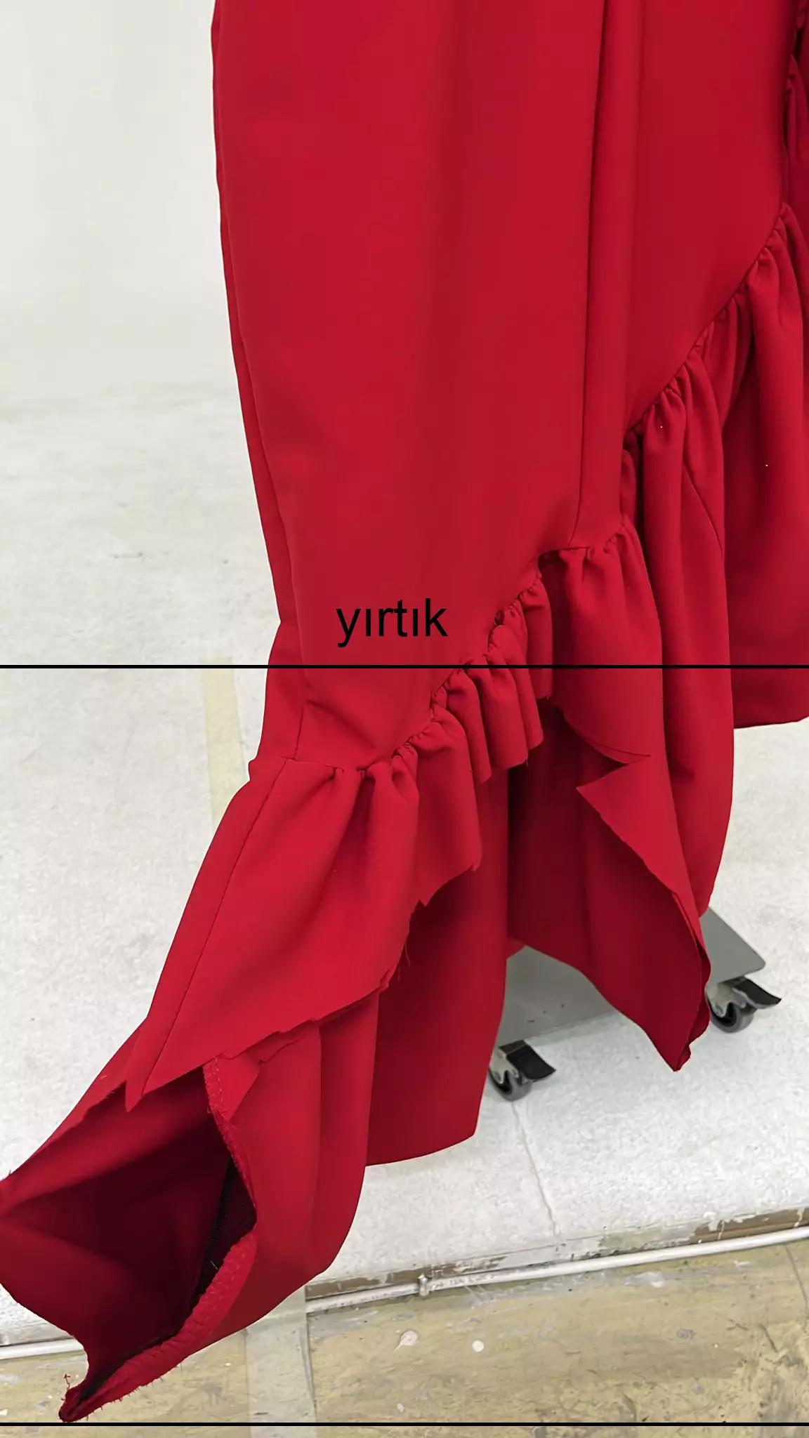 Red plus size crepe one arm maxi dress