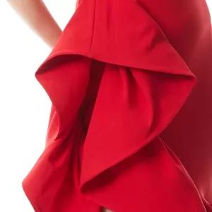 Red plus size crepe one arm maxi dress