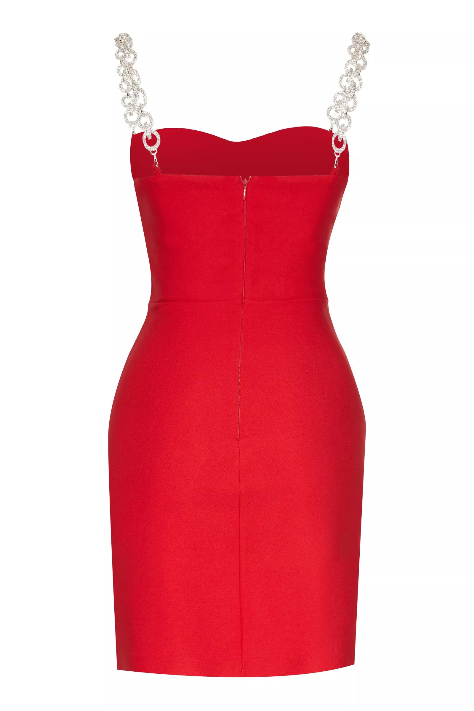 Red crepe sleeveless mini dress