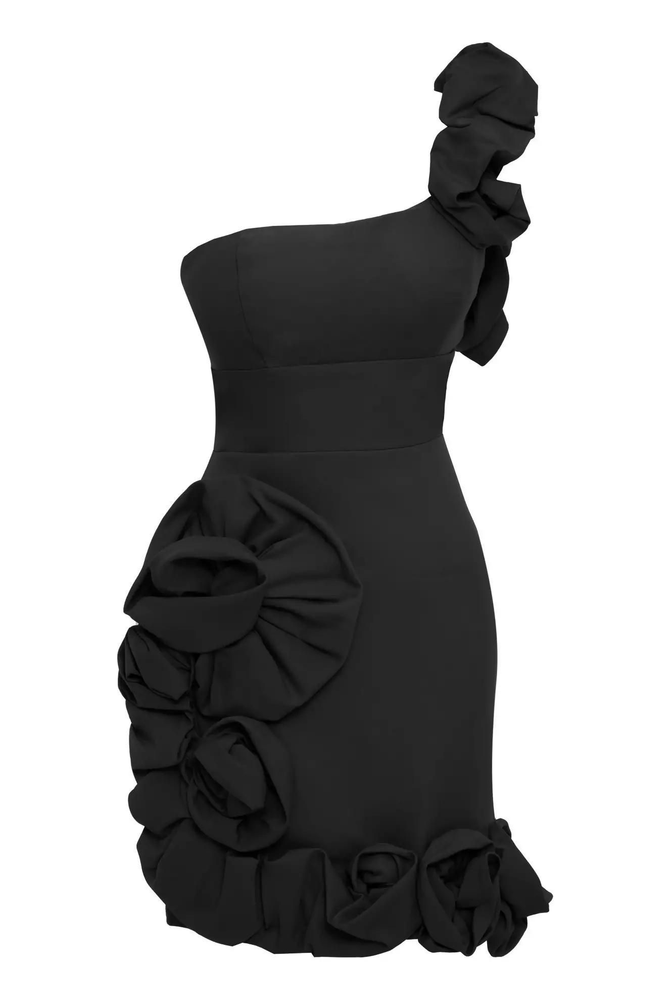 Black crepe sleeveless mini dress