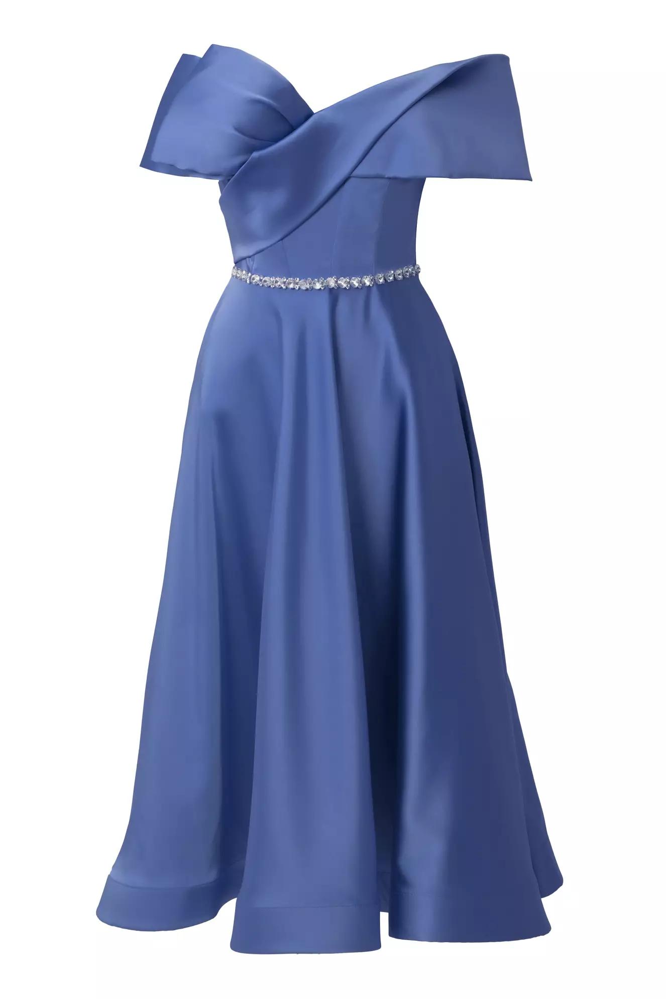 Indigo satin sleeveless long dress