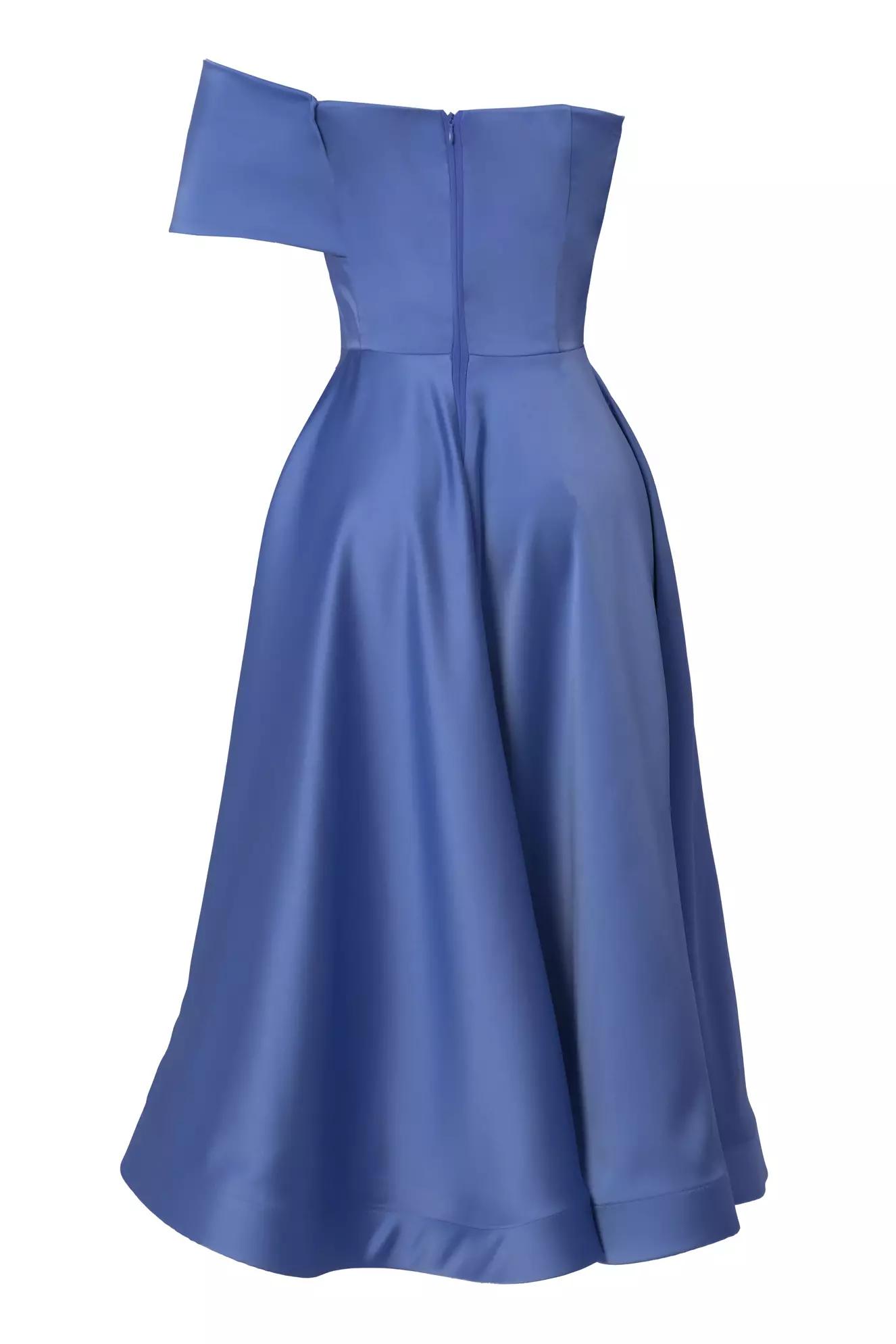 Indigo satin sleeveless long dress