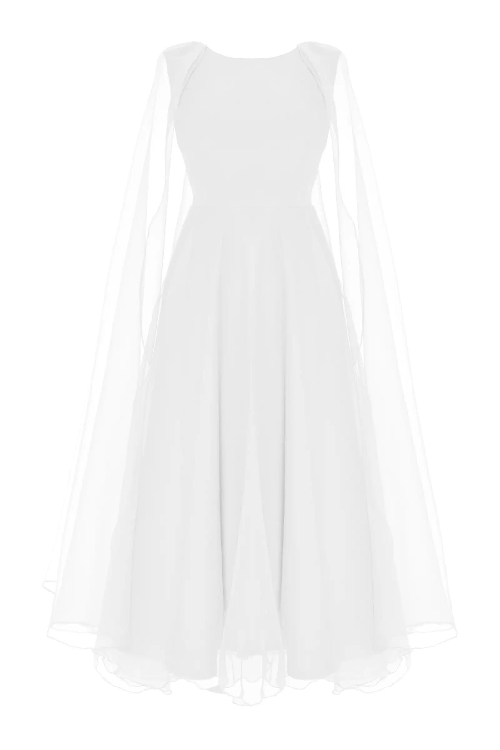 White tulle long sleeve maxi dress