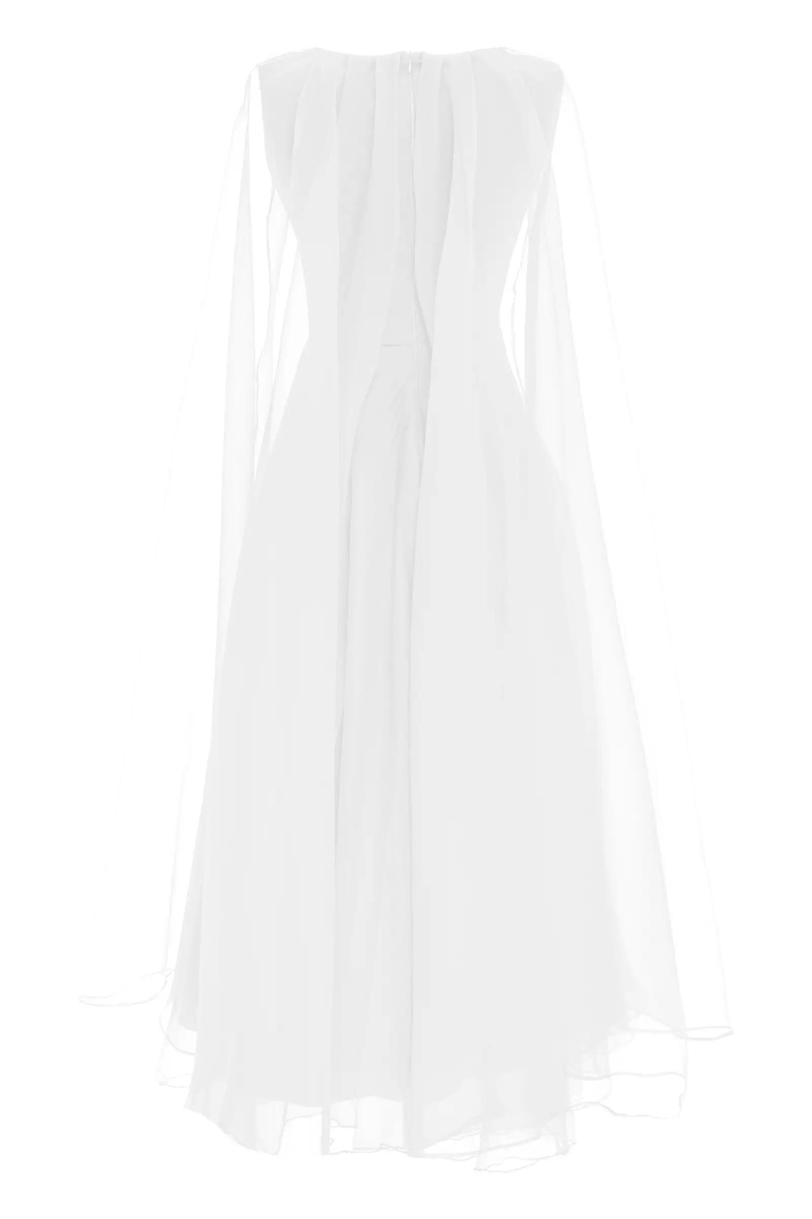 White tulle long sleeve maxi dress