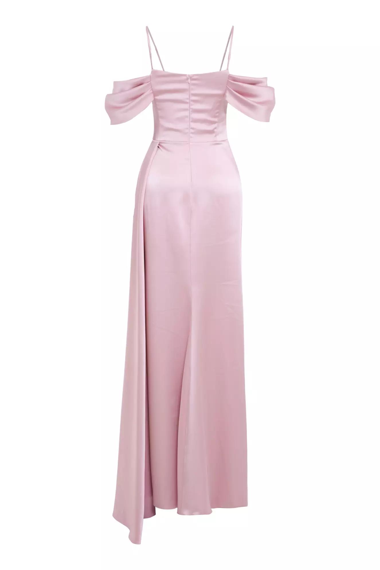 Blush satin sleeveless long dress