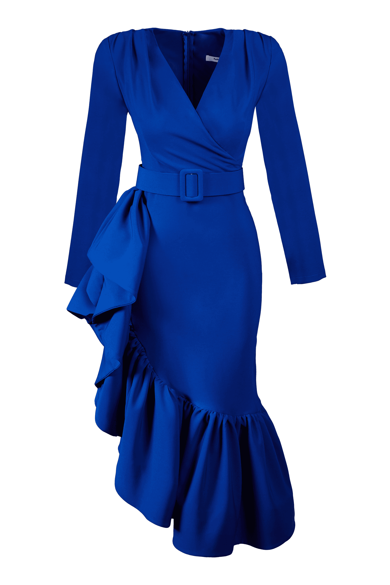 Blue crepe long sleeve maxi dress