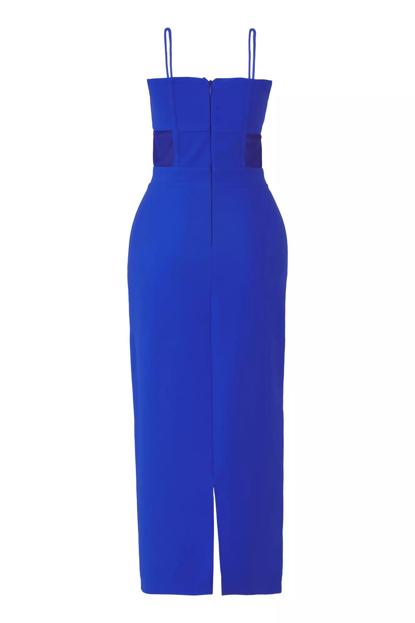 Blue crepe sleeveless midi dress