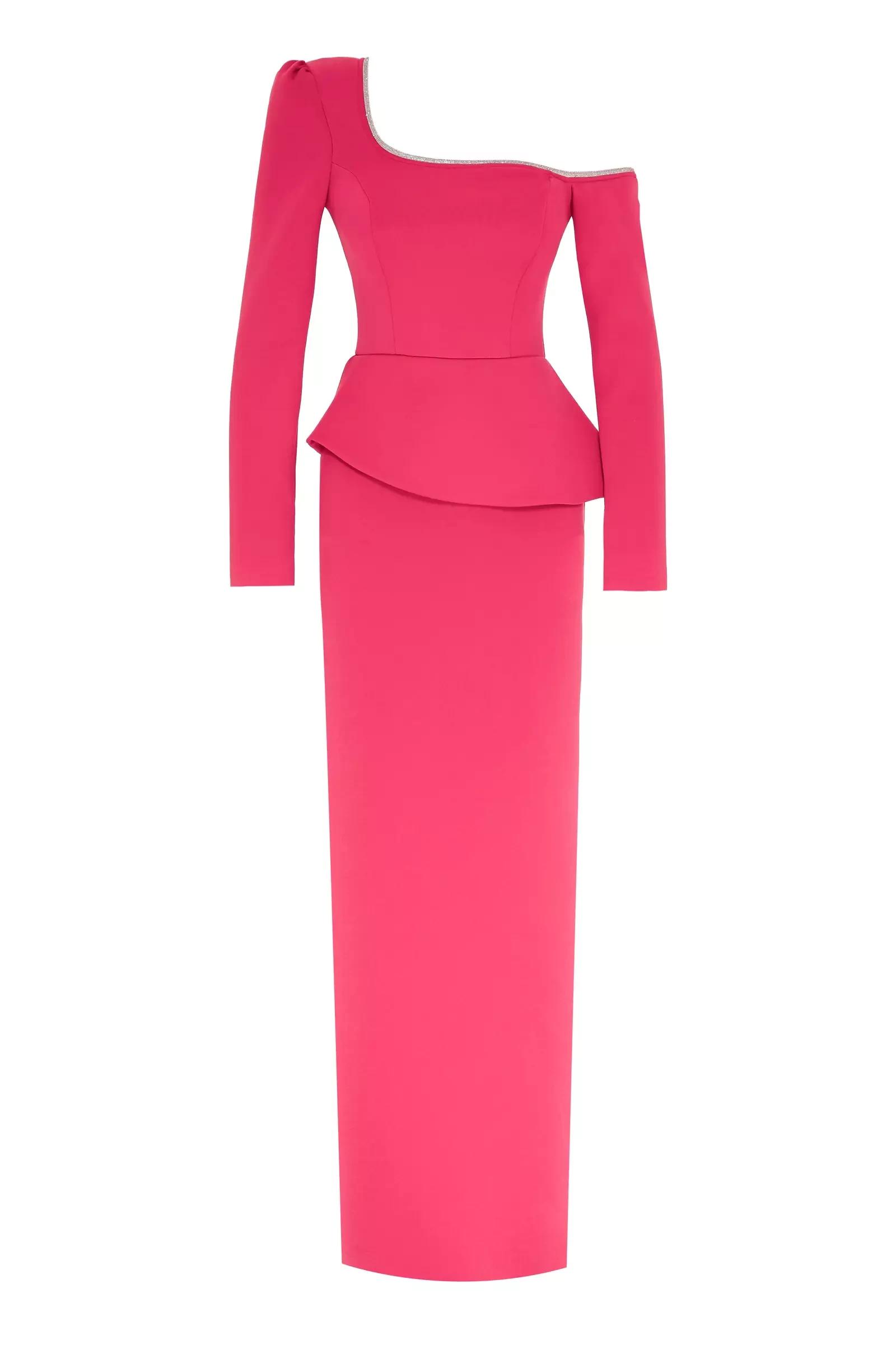 Fuchsia wowen long sleeve maxi dress