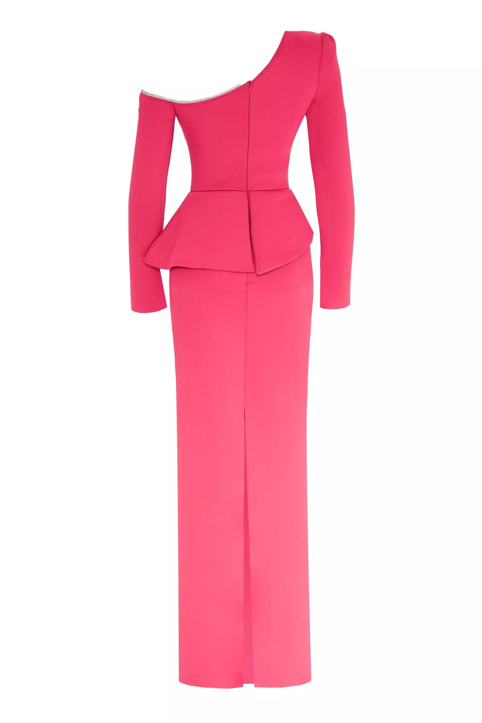 Fuchsia wowen long sleeve maxi dress