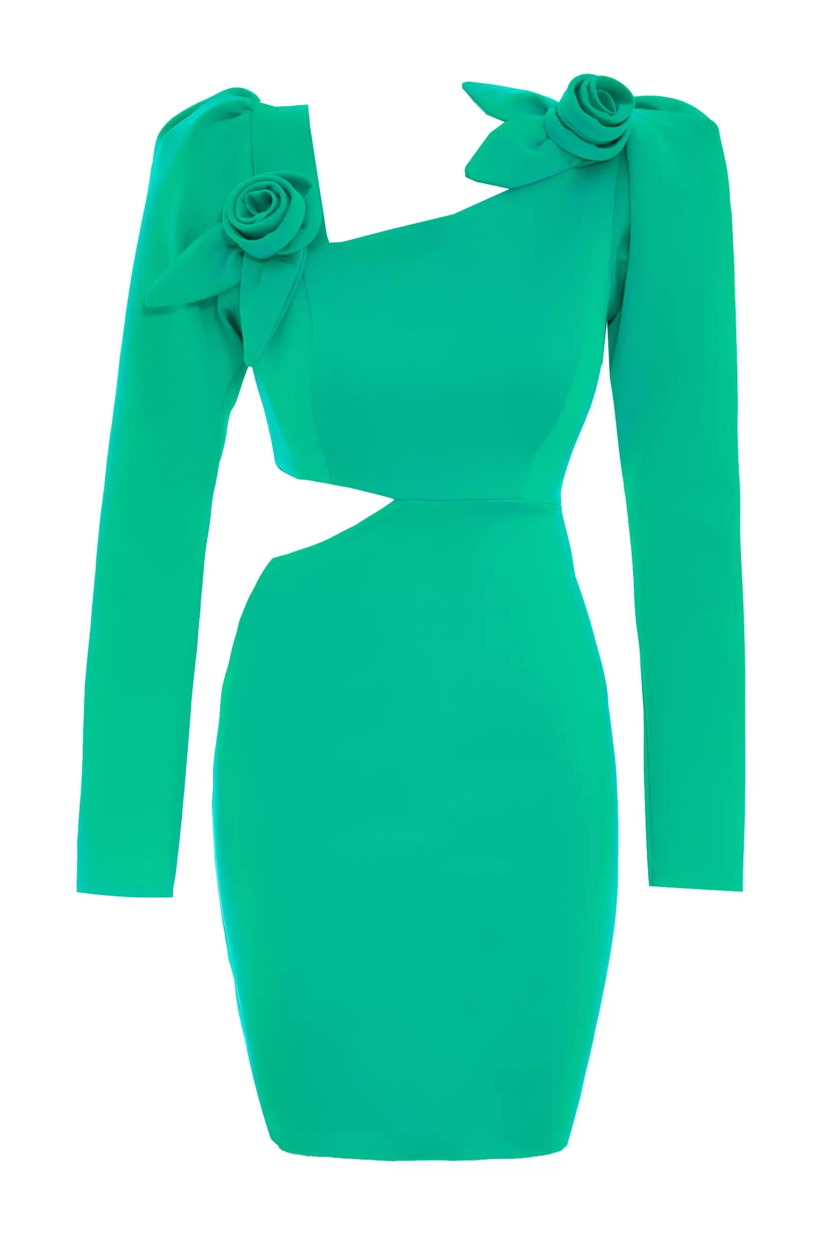 Green wowen long sleeve mini dress