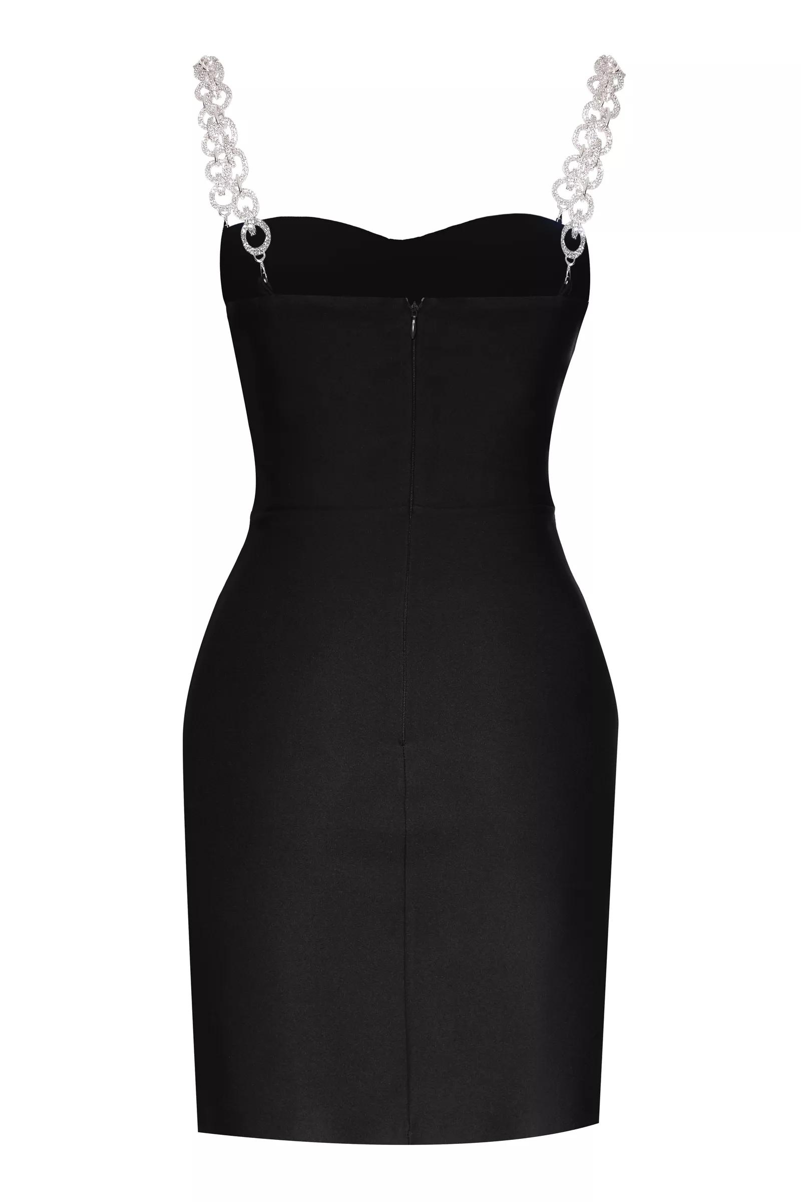 Black crepe sleeveless mini dress