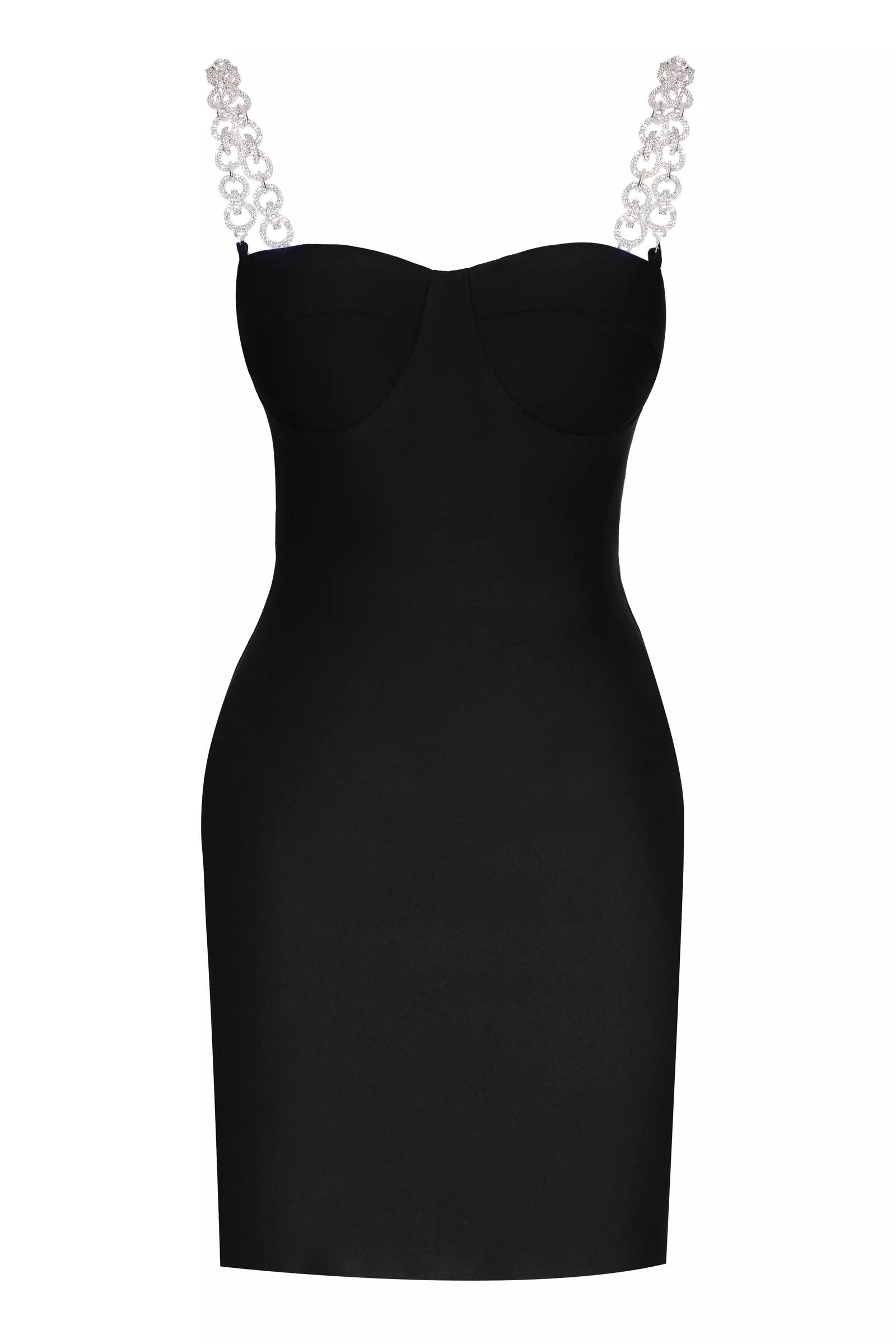 Black crepe sleeveless mini dress