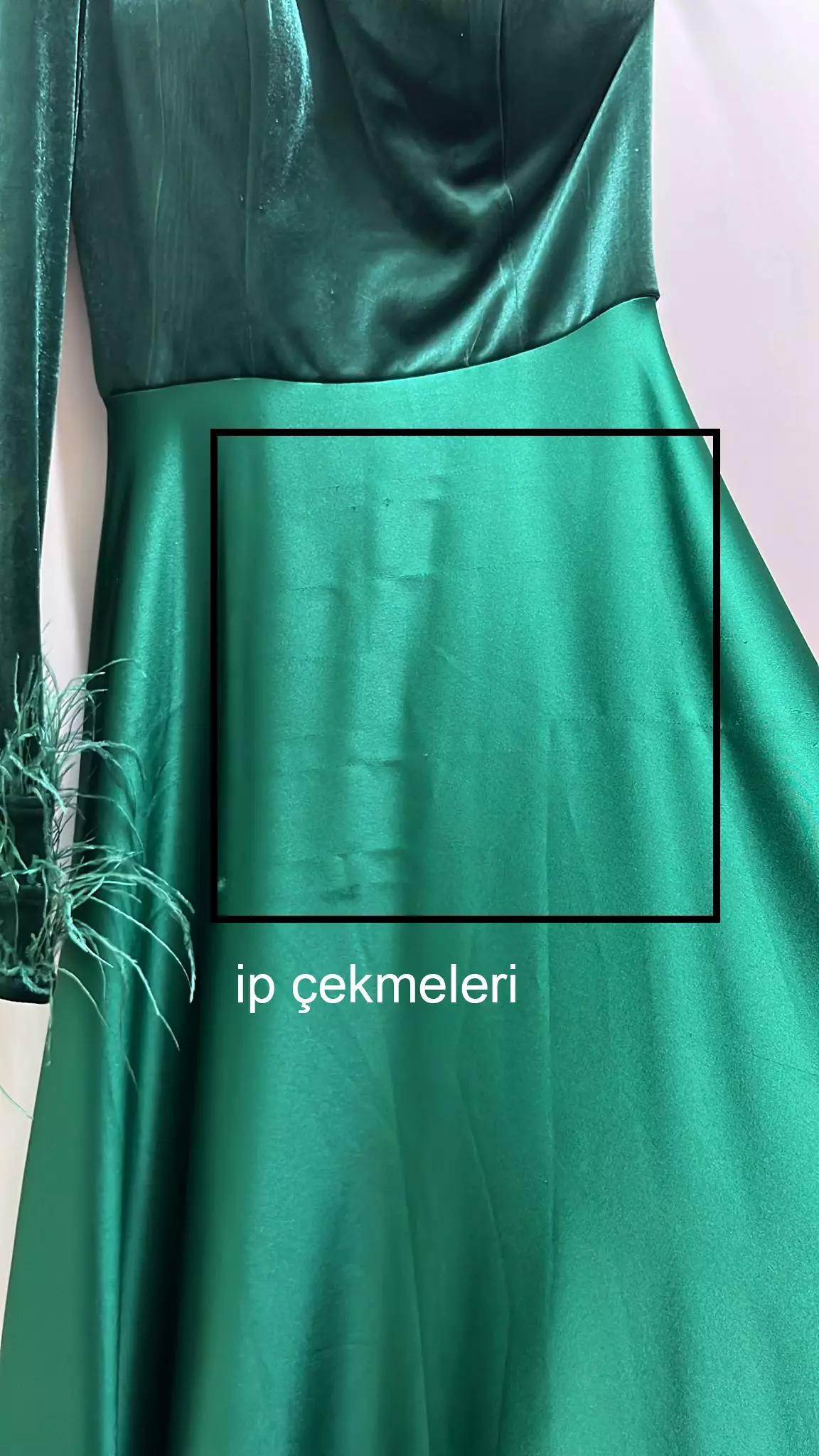 Green velvet one arm maxi dress