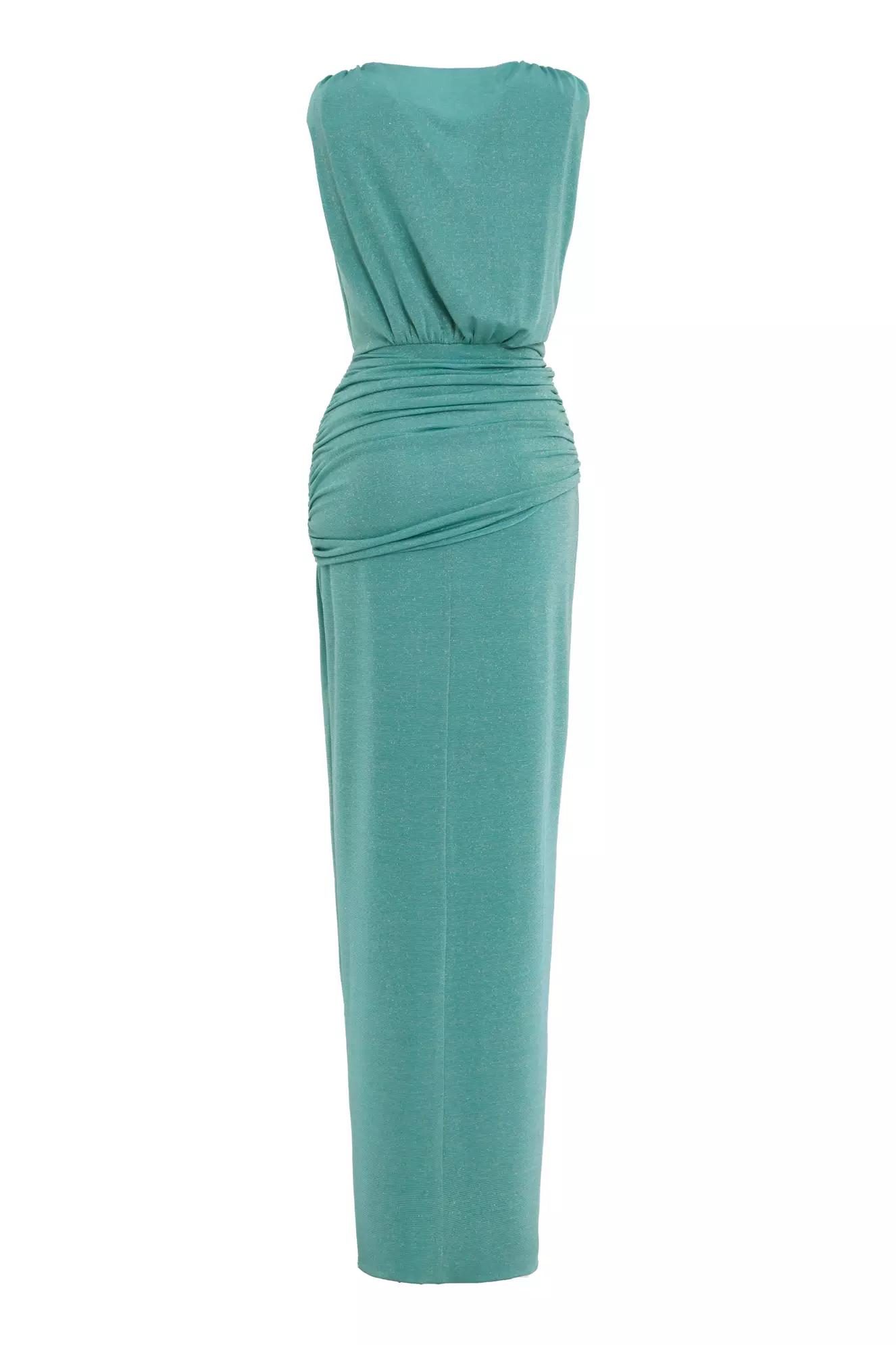 Green metalik sleeveless long dress