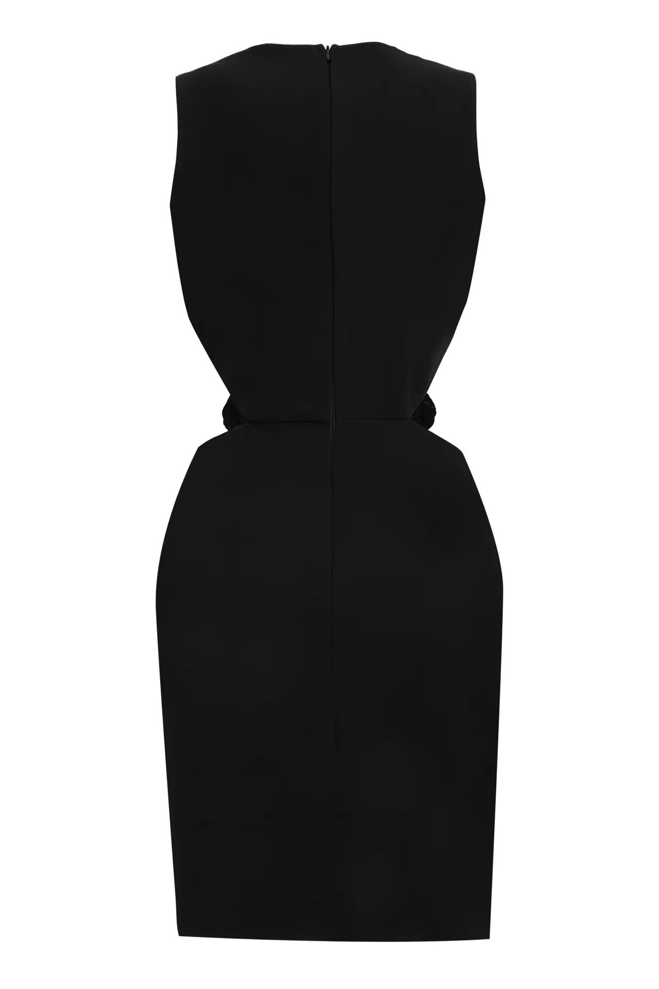 Black crepe sleeveless mini dress