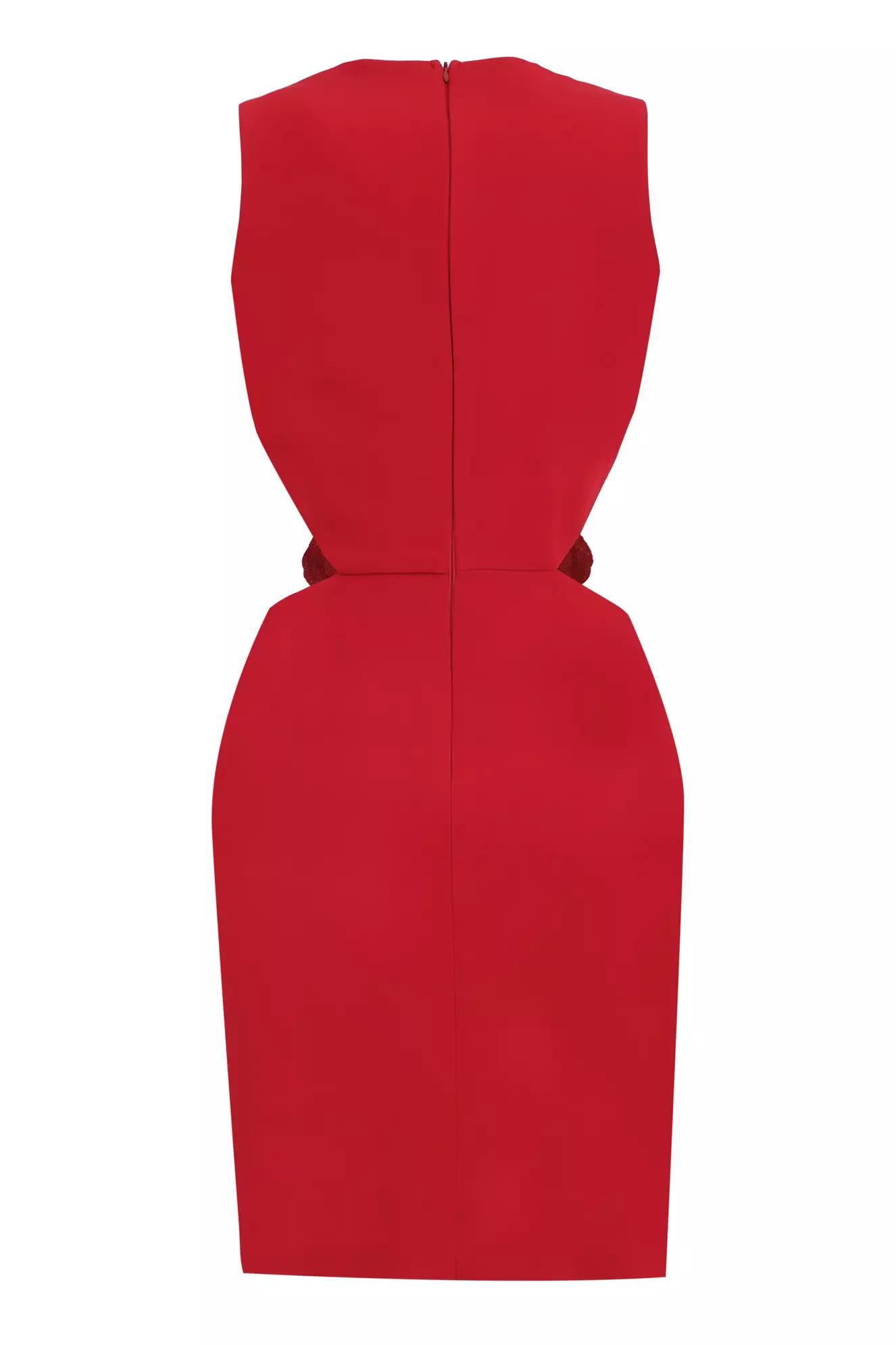 Red crepe sleeveless mini dress